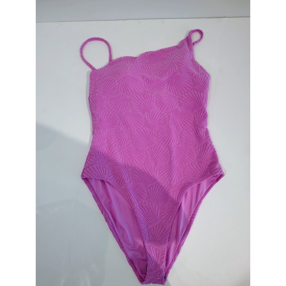 Beach Riot Women's Size Medium Pink Shell Texture Athena One Piece Swim Suit